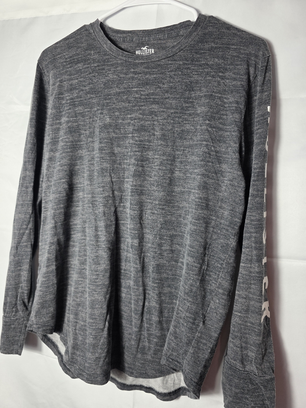 Hollister California Gray Marled Long Sleeve Crewneck Shirt Small Vintage Y2K